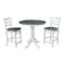 International Concepts Round 36 in Rd Extend Dining Table, 2 Emily Stools, White/Heather Gray, 36 W, 48 L, 35.3 in H, Wood K05-36RXT-6B-S6172-2 - alternate 1